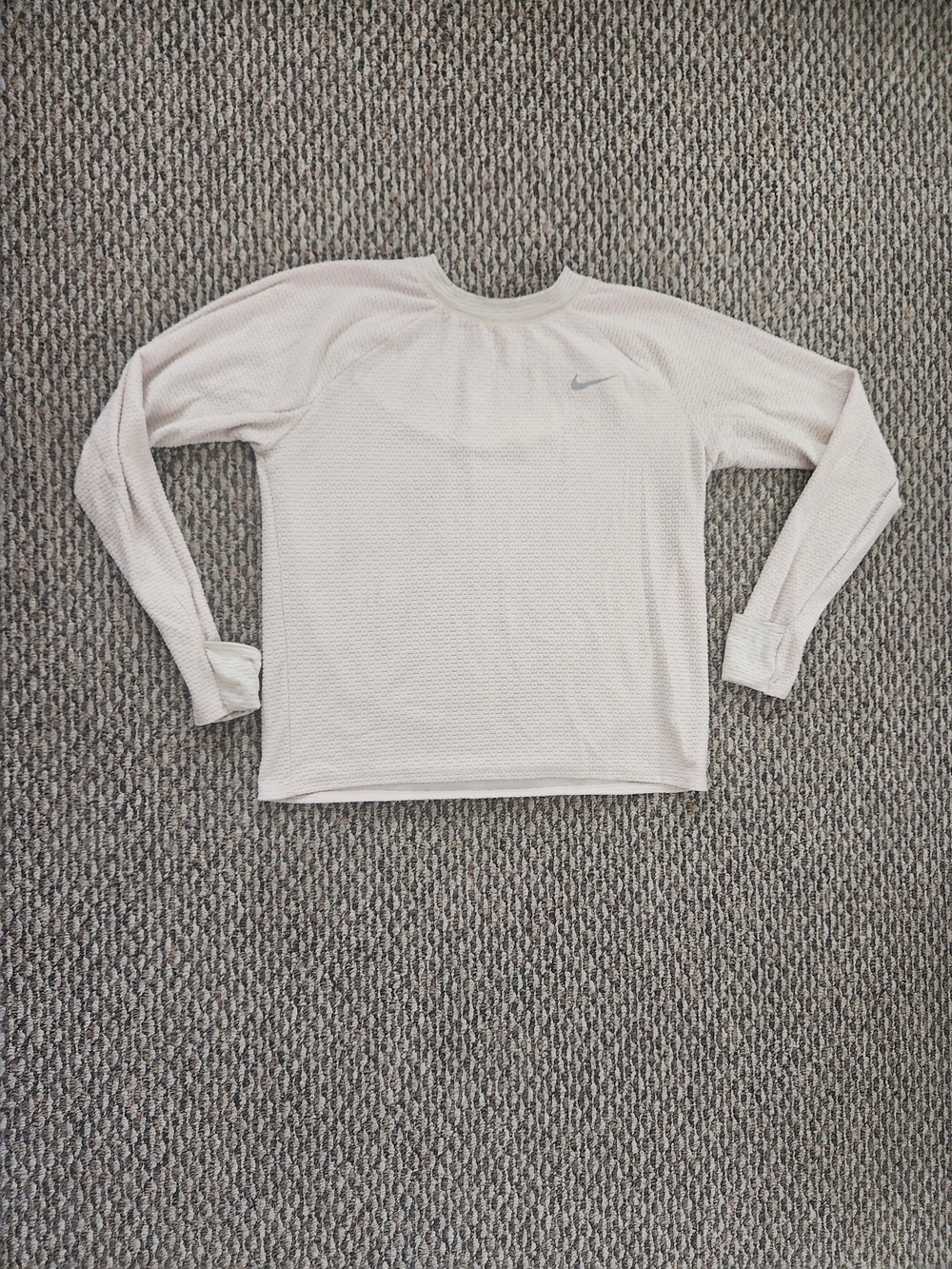 Nike Women's Cream Dri-fit Running Top Fold Over Cuffs Large Athleisure